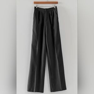 Wide Leg Pants Elastic Back Waistband Black Small